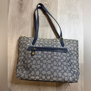 Coach Signature Canvas Tote in Navy and Khaki
